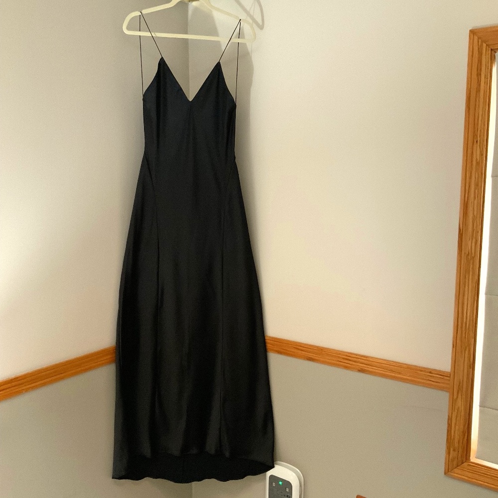 Zara Black L Satin Maxi Dress Never worn Party Luxury Holiday Wedding Scandi